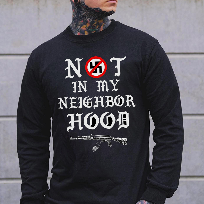 NOT IN MY NEIGHBORHOOD Gunshot Casual Graphic Black Print Sweatshirt