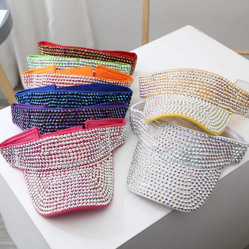 Hat Women's Summer Empty Top Hat Colorful Full Diamond Korean Style New Internet Celebrity Niche Fashion Sun-proof Headless Peaked Cap Fashion