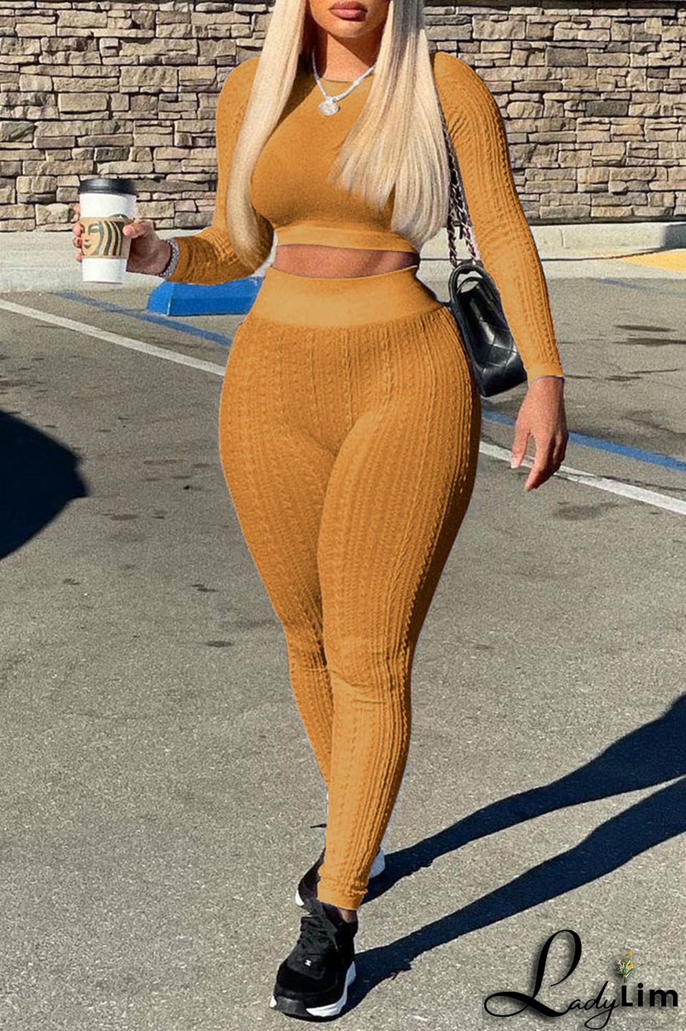 Black Casual Solid Split Joint O Neck Long Sleeve Two Pieces