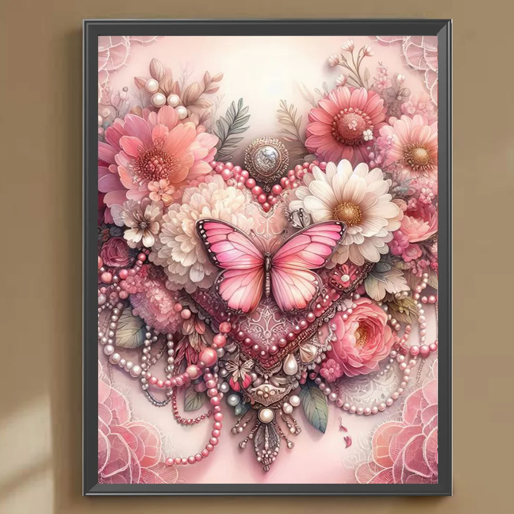 Diamond Painting - Full Round Drill - Flowers Butterfly(Canvas|30*40cm)