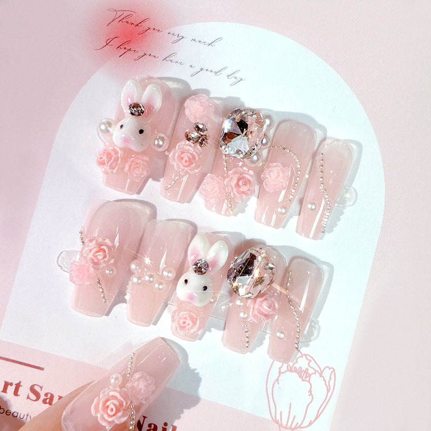 Verssign Sanrio False Nail Kawaii 24pcs Melody Accessories Press on Nails Patch Detachable Nail Tips Manicure Jewelry Schoolgirl Gift