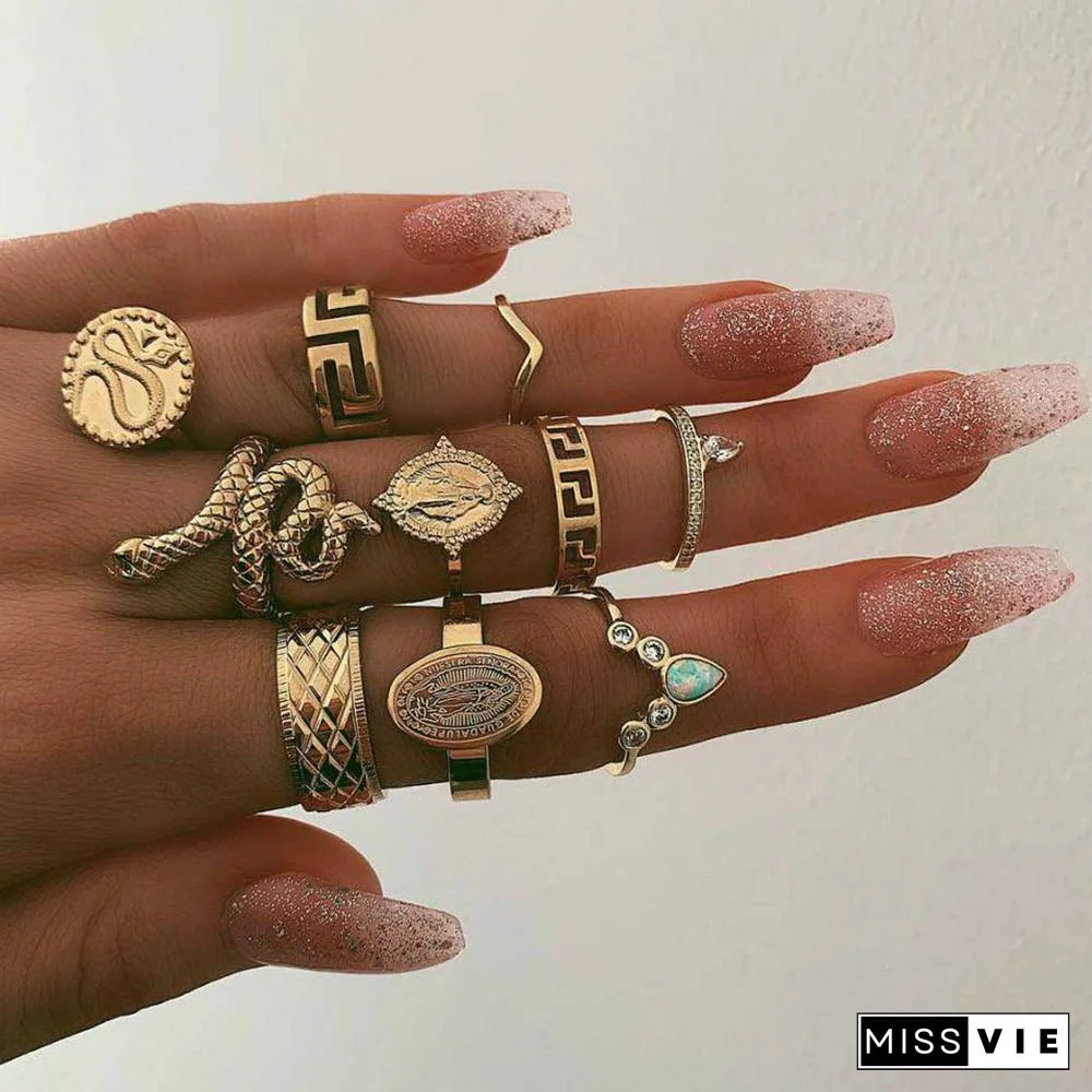 30 Styles Trendy Boho Midi Knuckle Ring Set For Women Crystal Geometric Finger Rings Fashion Bohemian Jewelry