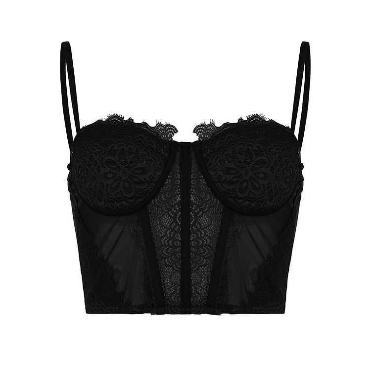 Rapcopter y2k Lace Corset Top Patched Frill Bow Crop Top Vintage See Through Sexy Camis Women Backless Party Beach Mini Vest 90s