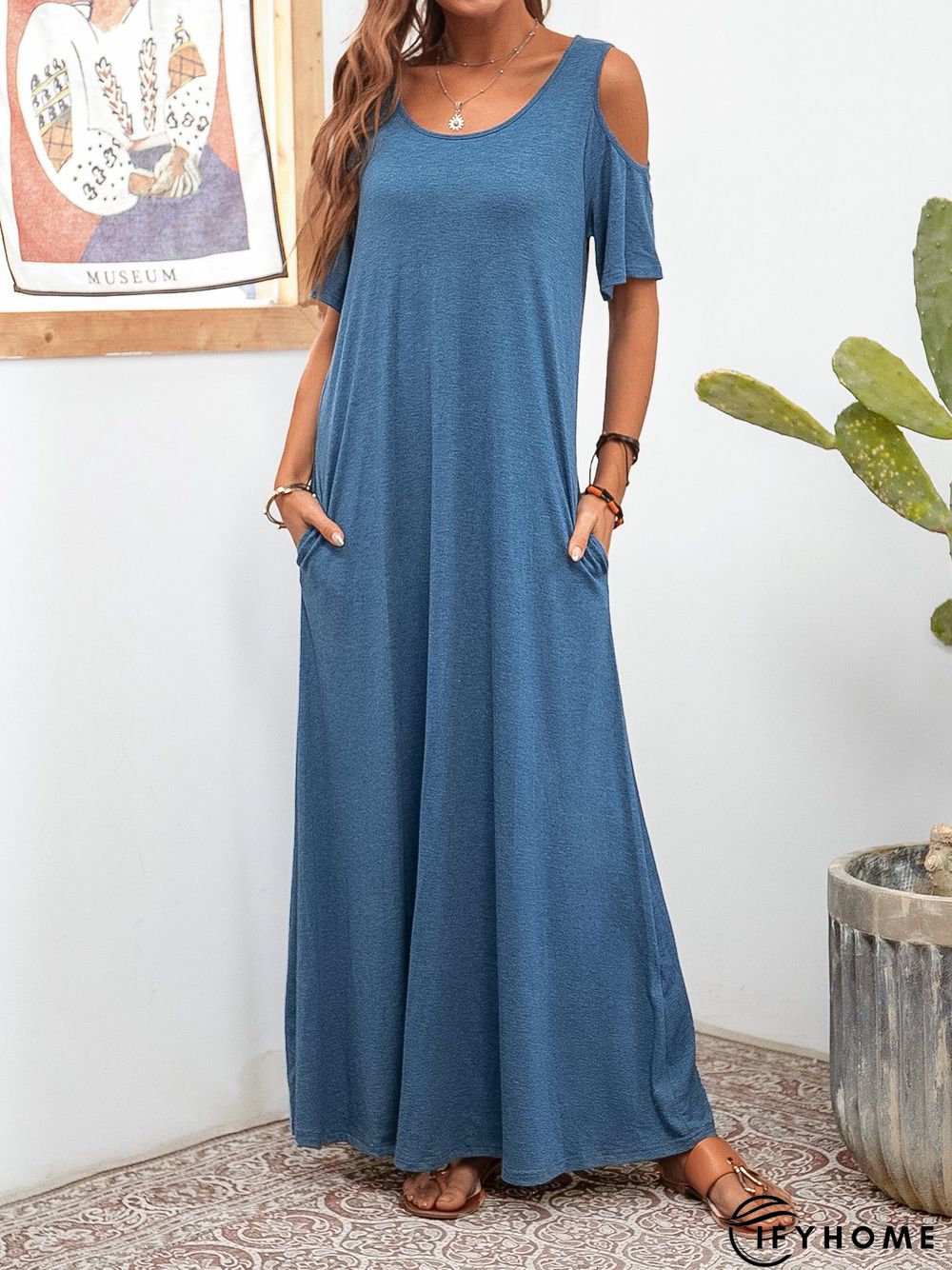 Holiday Shift Short Sleeve Crew Neck Knitting Dress | IFYHOME