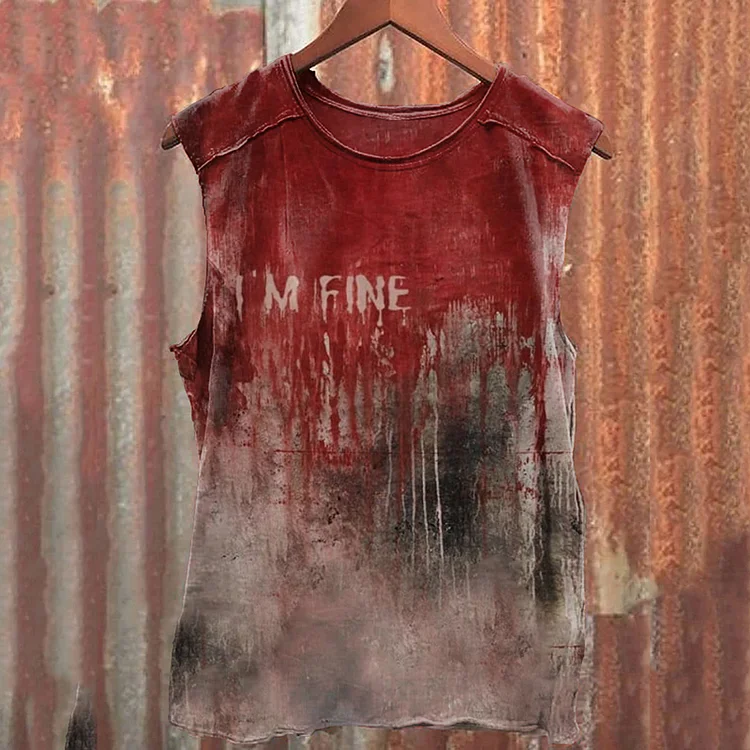 Halloween I'm Fine Blood Stains Print Vest