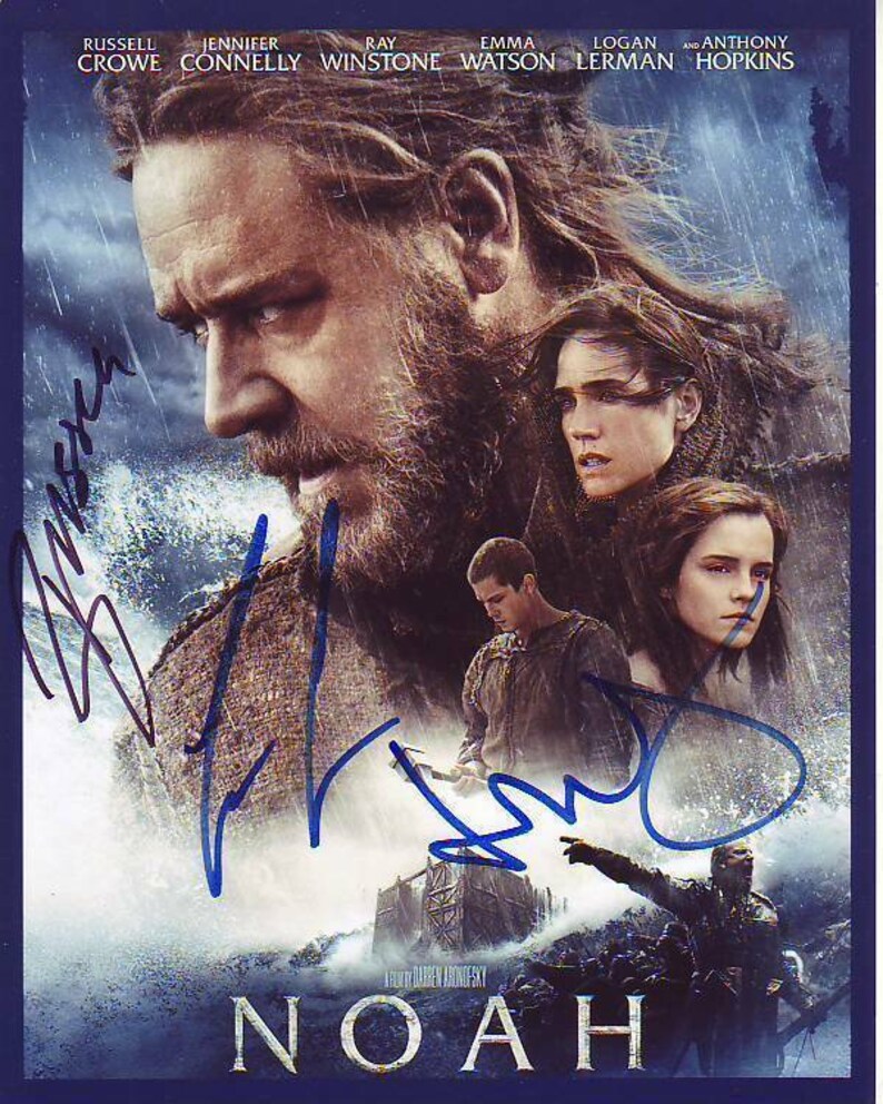 Noah signed cast 8x10 Photo Poster painting russell crowe jennifer connelly logan lerman