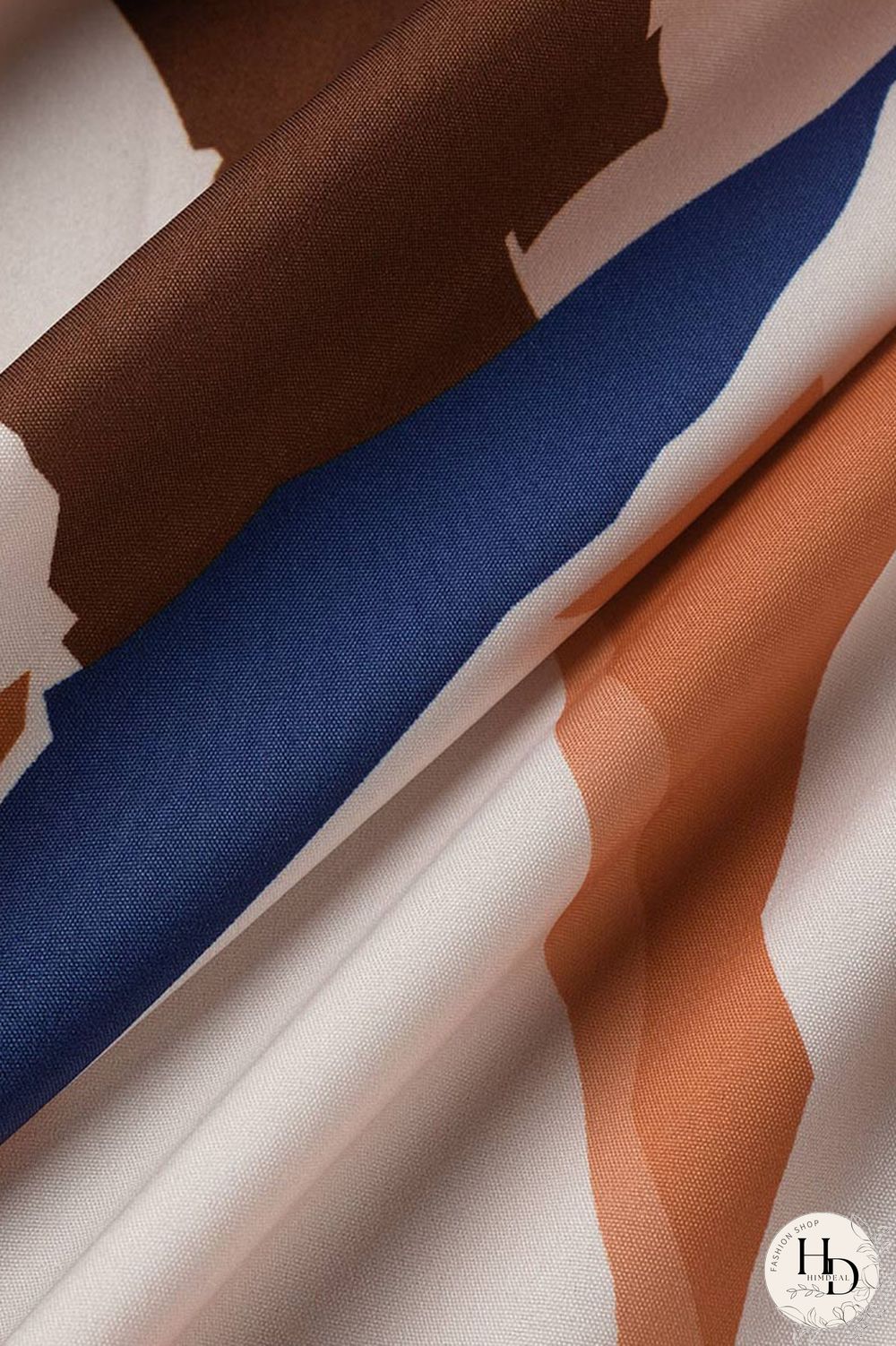 Tangerine Casual Print Patchwork Buckle Turndown Collar Straight Plus Size Dresses