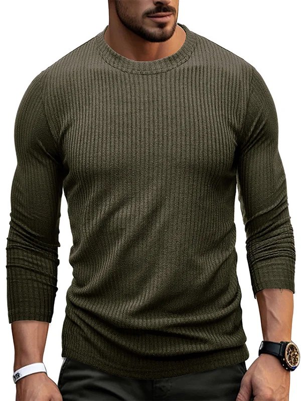 Men's Striped Round Neck Simple T-shirt