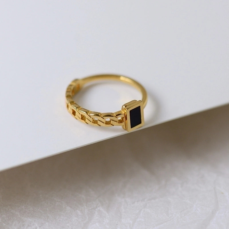 Fashion Chain 304 Stainless Steel 18K Gold Plated Gold Plated Stainless Steel Rings