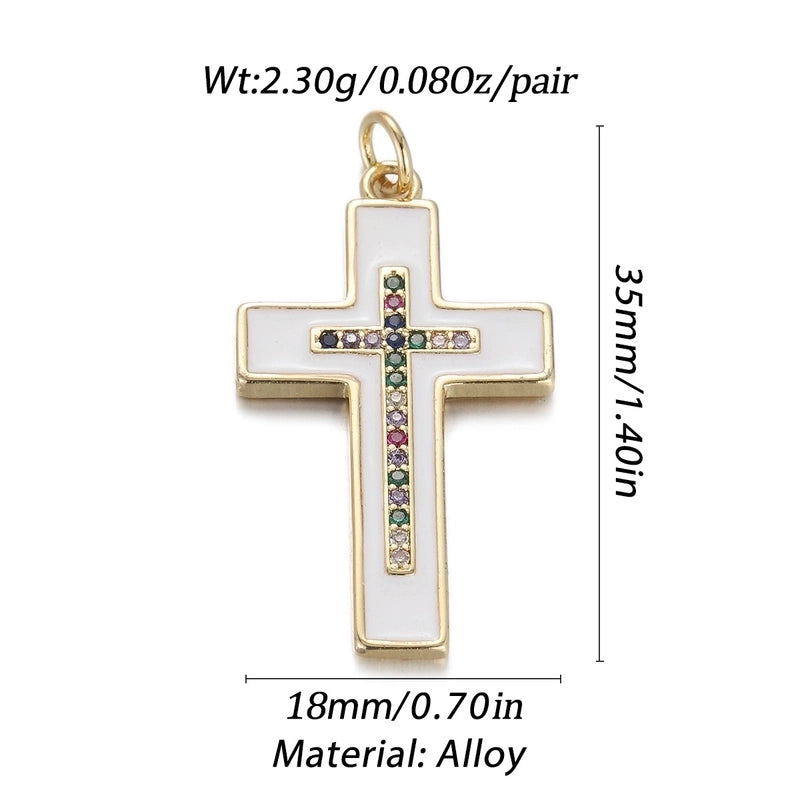 1 Piece Copper Zircon Cross Pendant
