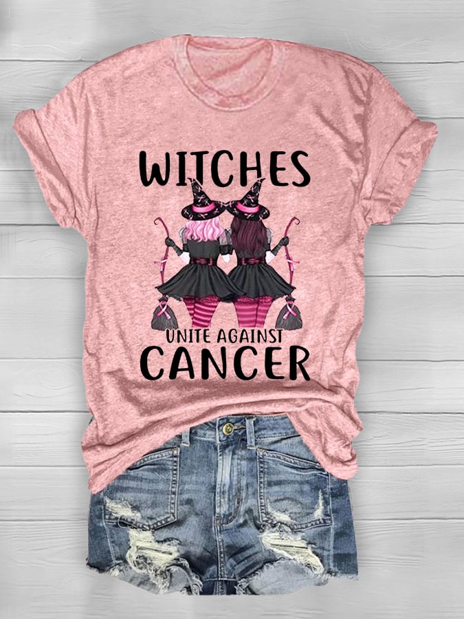 Women's Witches Unite Against Cancer Breast Cancer Awareness Tee