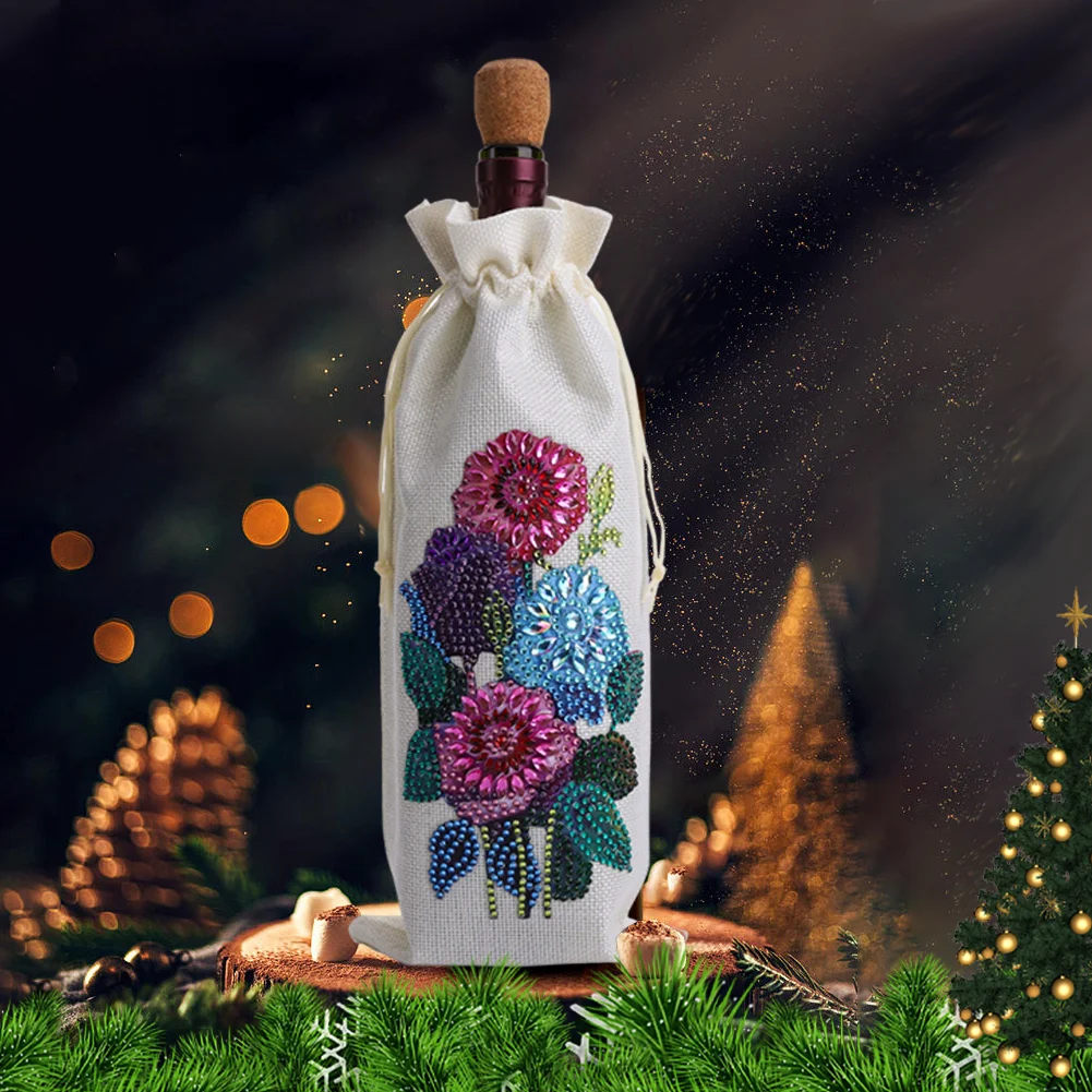 DIY Flowers Diamond Painting Wine Bags Creative Diamond Art Liquor Bottle Covers