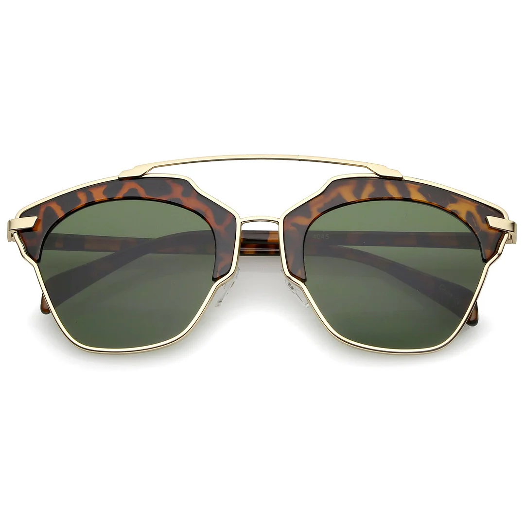 High Fashion Two-Toned Pantos Crossbar Neutral-Colored Lens Aviator glasses 52mm