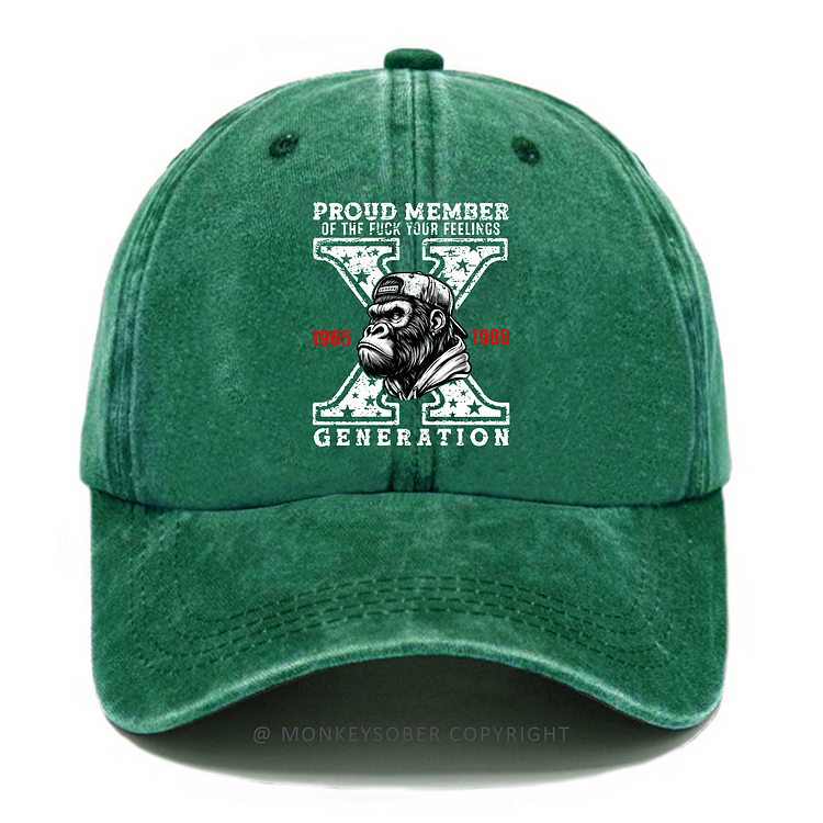 Personalized Gen X Monkey Custom EST Printing Custom Washed Baseball Caps