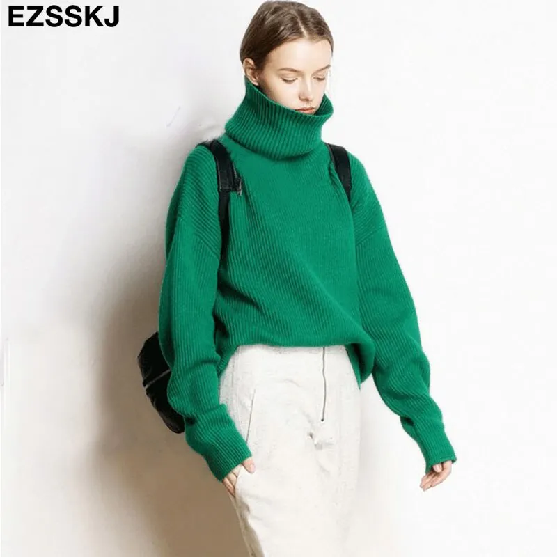 EZSSKJ Soft oversized Cashmere Sweaters Women 2021 puff sleeve Winter sweater Pullovers Loose Female  Warm Basic sweater Jumper