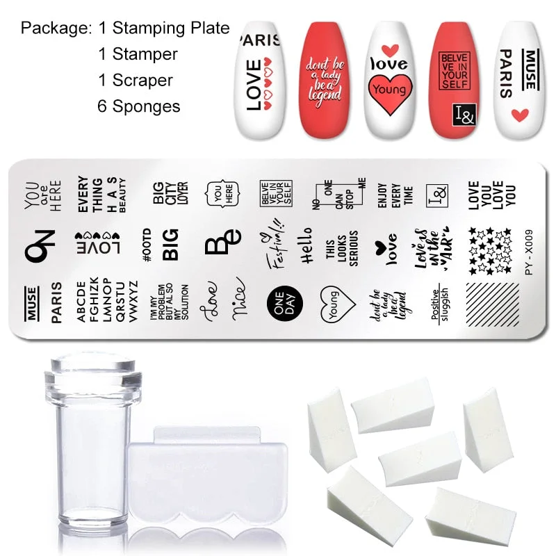 1 Set Nail Stamping Plates Geometry Lace Flower Dream Catcher with Jelly Stamper Scraper Sponge Nail Art Image Plate Tool-Nail Inspo