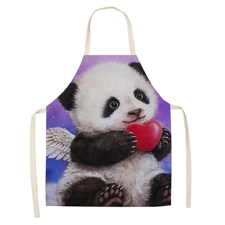 Waterproof Linen Kitchen Apron -panda