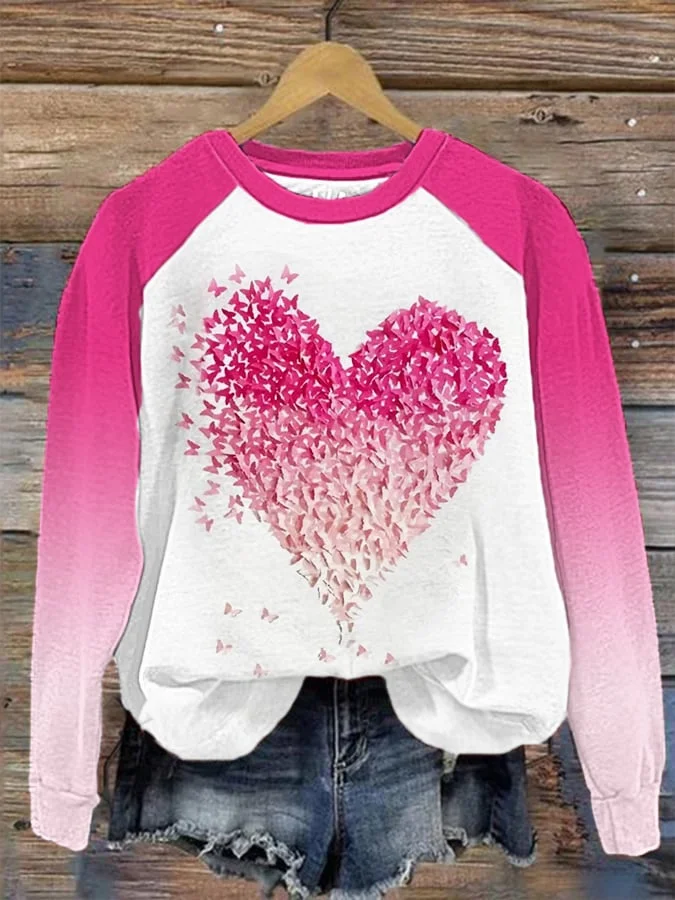 Women's Valentine's Day Heart Print Sweatshirt