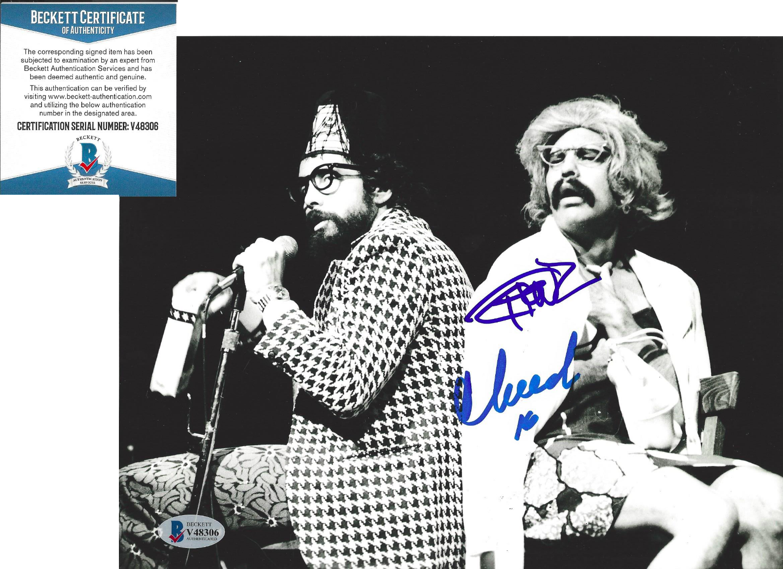 CHEECH MARIN & TOMMY CHONG SIGNED VINTAGE LIVE STAGE 8x10 Photo Poster painting BECKETT BAS