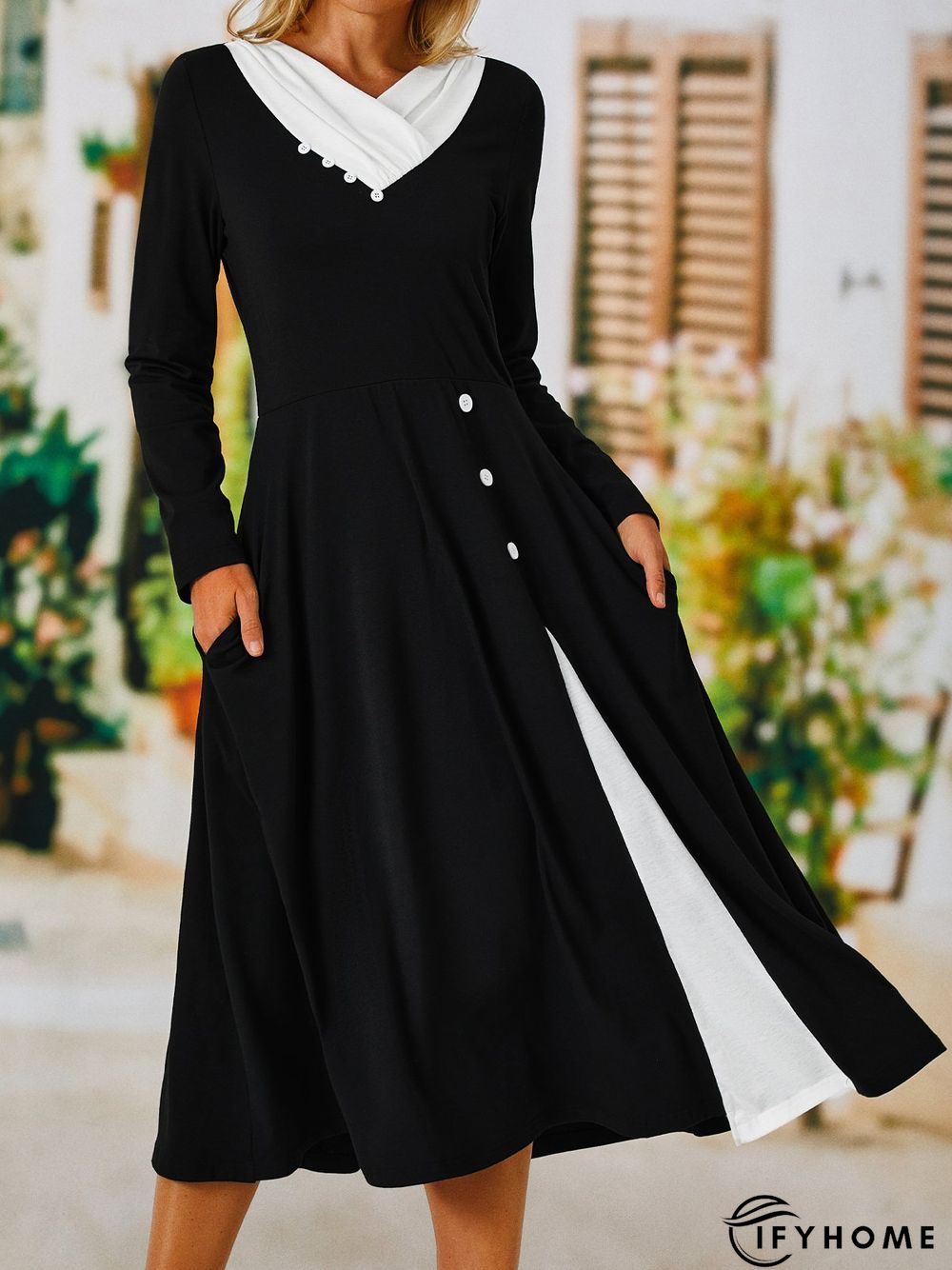 Color Block Asymmetrical Casual Dress | IFYHOME