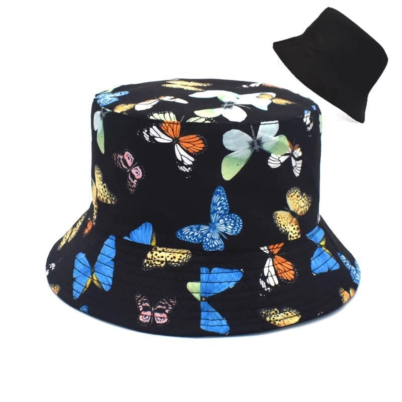 Printed Double-sided Foldable Fisherman Hat Women’s Summer Travel Sunshade Sun Protection Pot Hat For Men