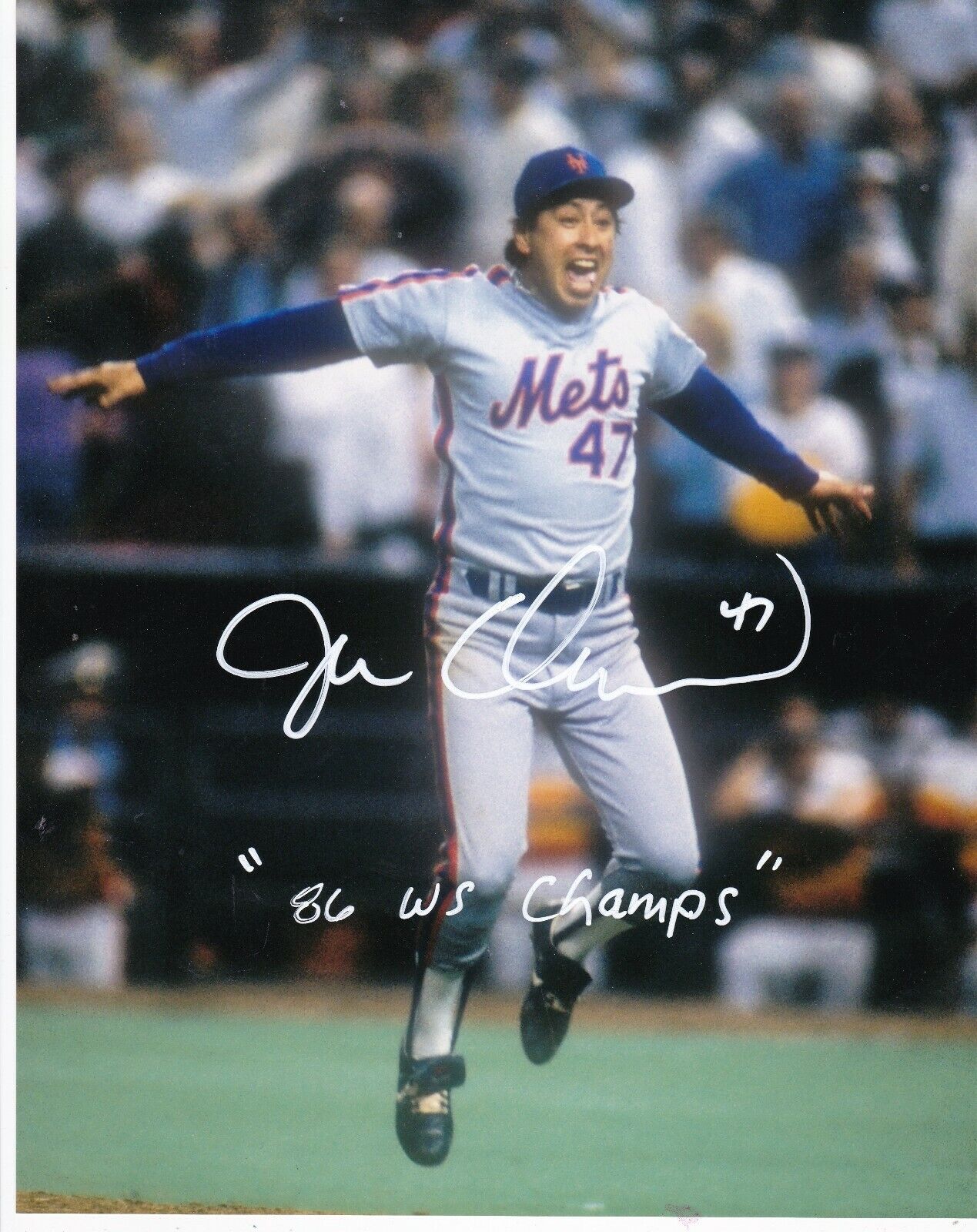 JESSE OROSCO NEW YORK METS 86 WS CHAMPS ACTION SIGNED 8x10