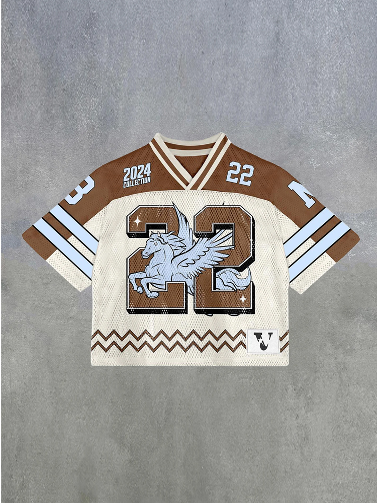 Pegasus Casual Street Retro Jersey Mesh T-shirt