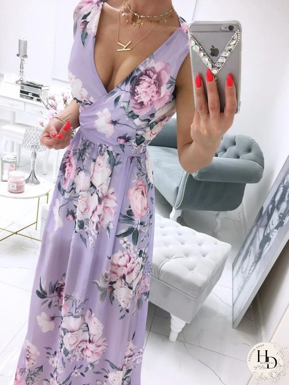 Chiffon Print Boho Dress Women V Neck Sleeveless Backless Women's Sexy Dress Casual Maxi Dresses For Women Vestidos