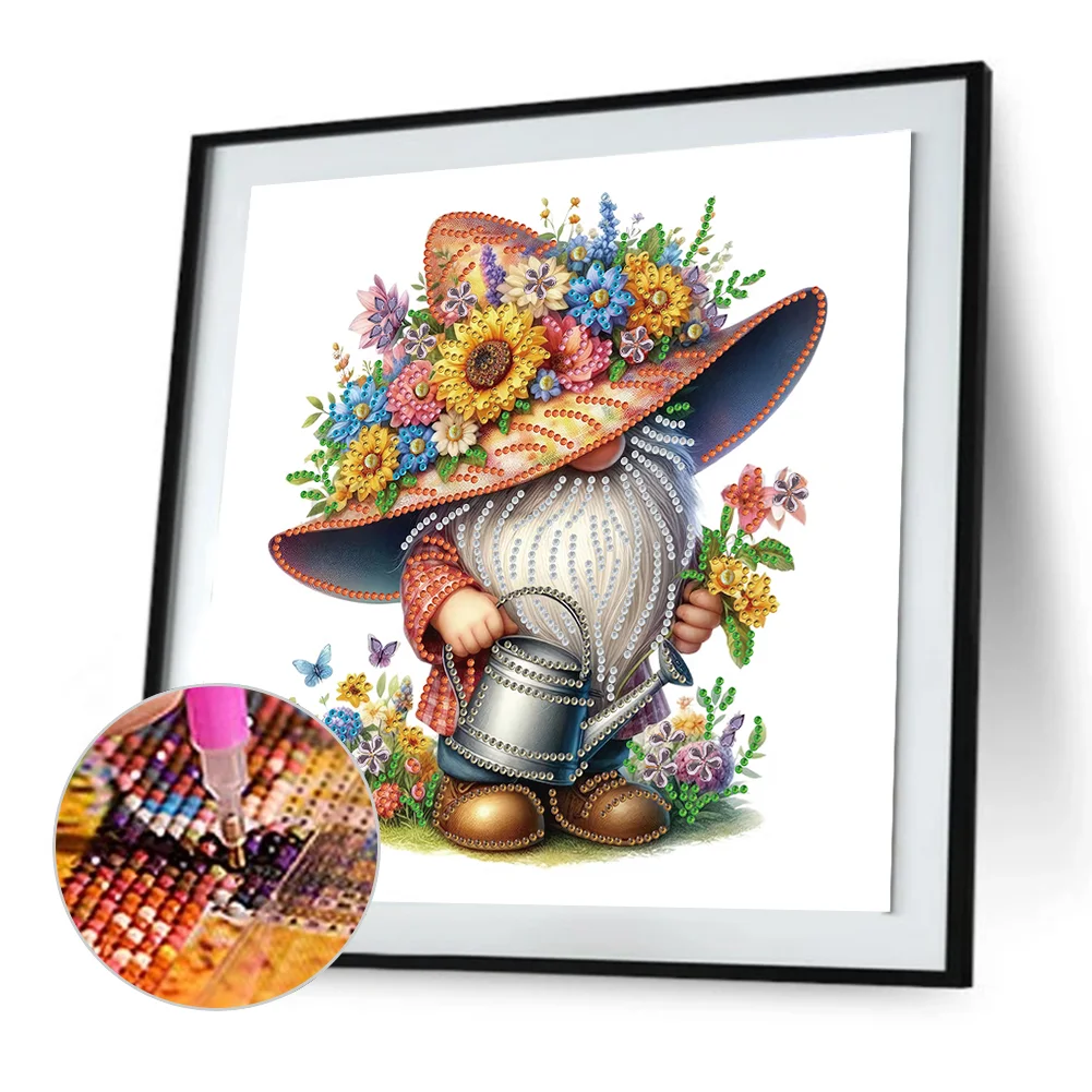 Diamond Painting - Partial Special Shaped Drill - Flower Gnome(Canvas|30*30cm)
