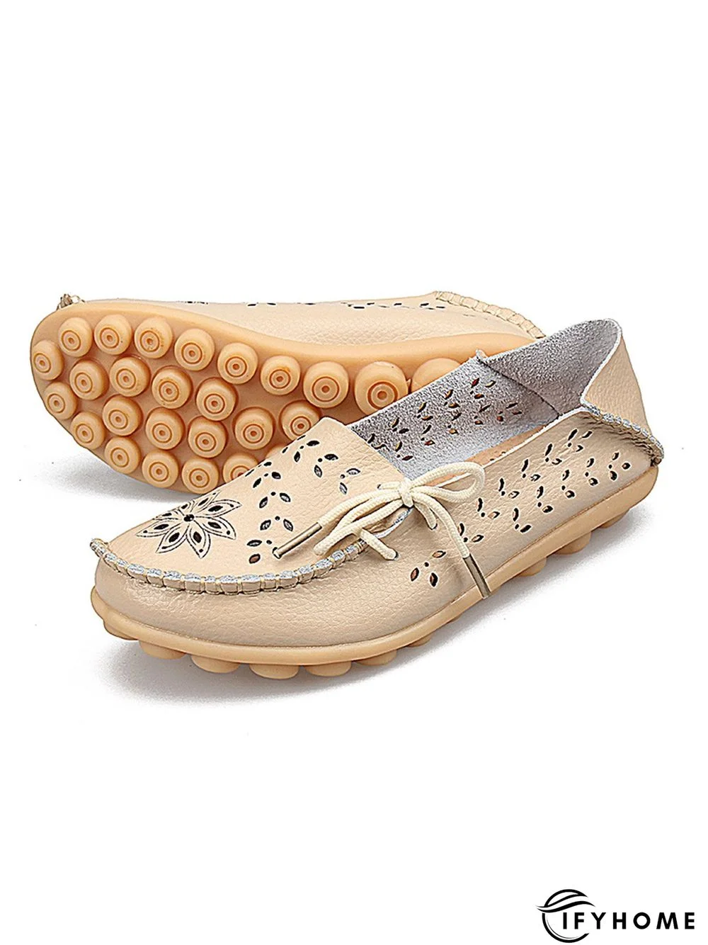 Cowhide Hollow Lace-up Portable Shoes | IFYHOME