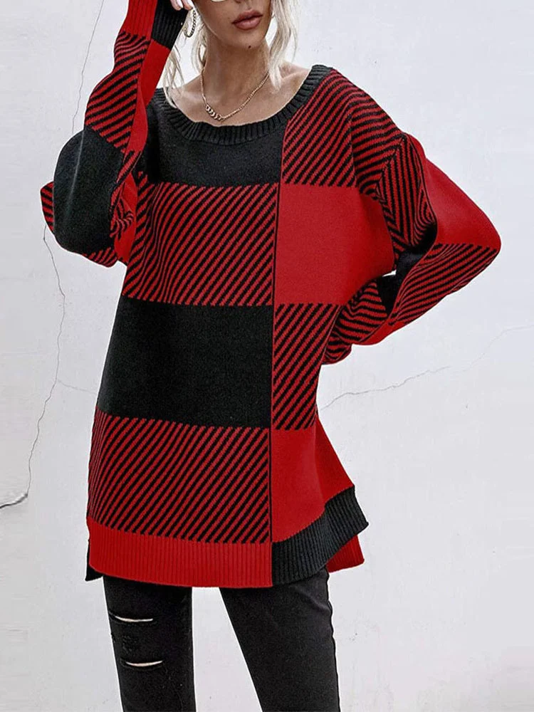 Women Long Sleeve Scoop Neck Striped Women Sweaters