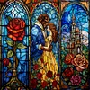 Stained Glass-Beauty And The Beast-Full Embroidery 2 Strands 14CT Stamped Cross Stitch-50*50CM