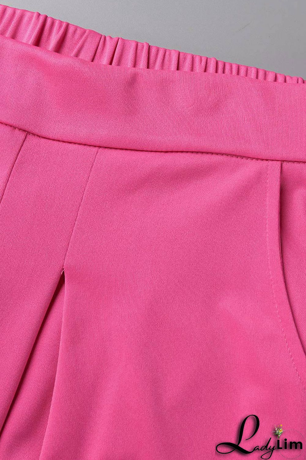 Rose Red Fashion Casual Solid Split Joint Regular High Waist Wide Leg Trousers