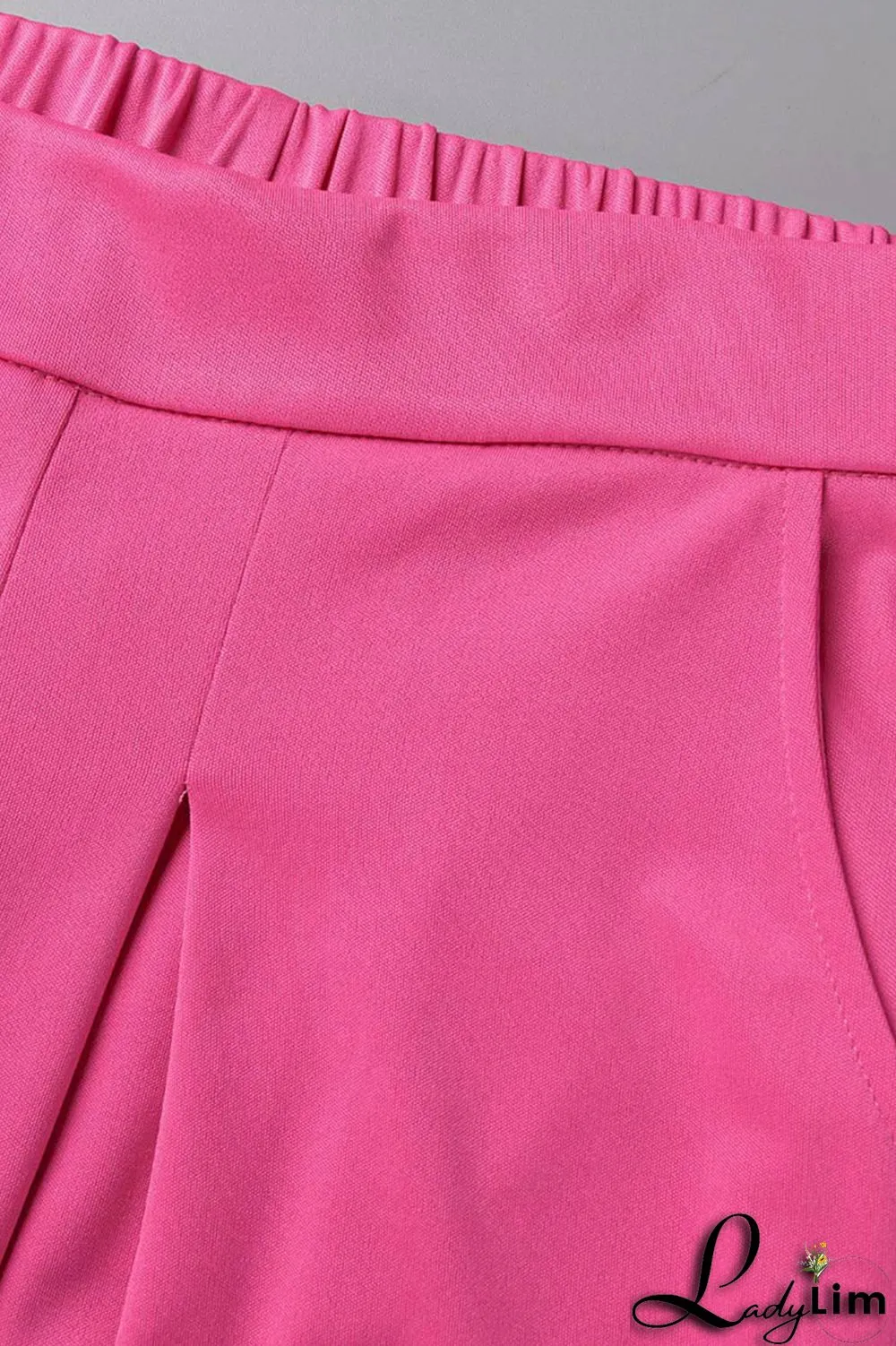 Rose Red Fashion Casual Solid Split Joint Regular High Waist Wide Leg Trousers
