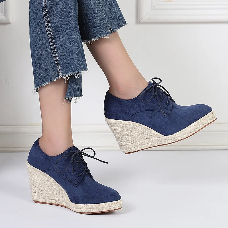 Wongn Wongn And Winter New Pointed Slope Thick Bottom With Deep Mouth Shoes Fashion Single Shoes High Heel Thick Grass Hemp Rope Bottom