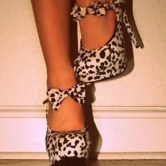 GOOSHOE Leopard Print Bow Platform Stilettos Pumps