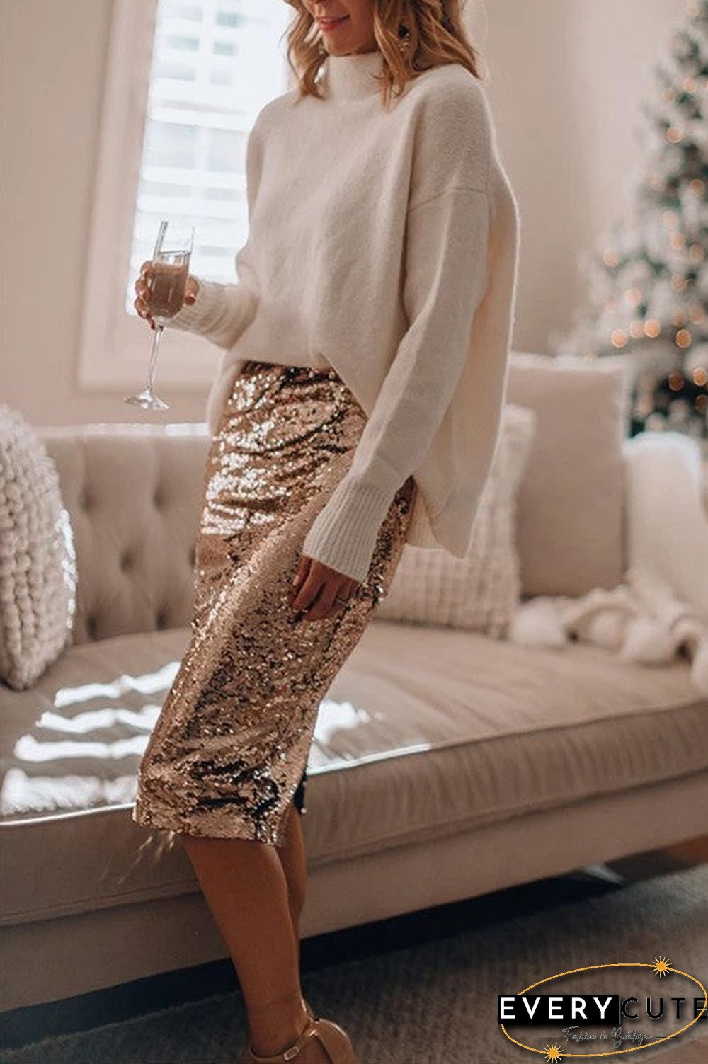 Sequin Pencil Skirt