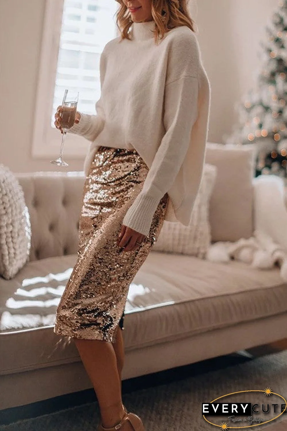 Sequin Pencil Skirt
