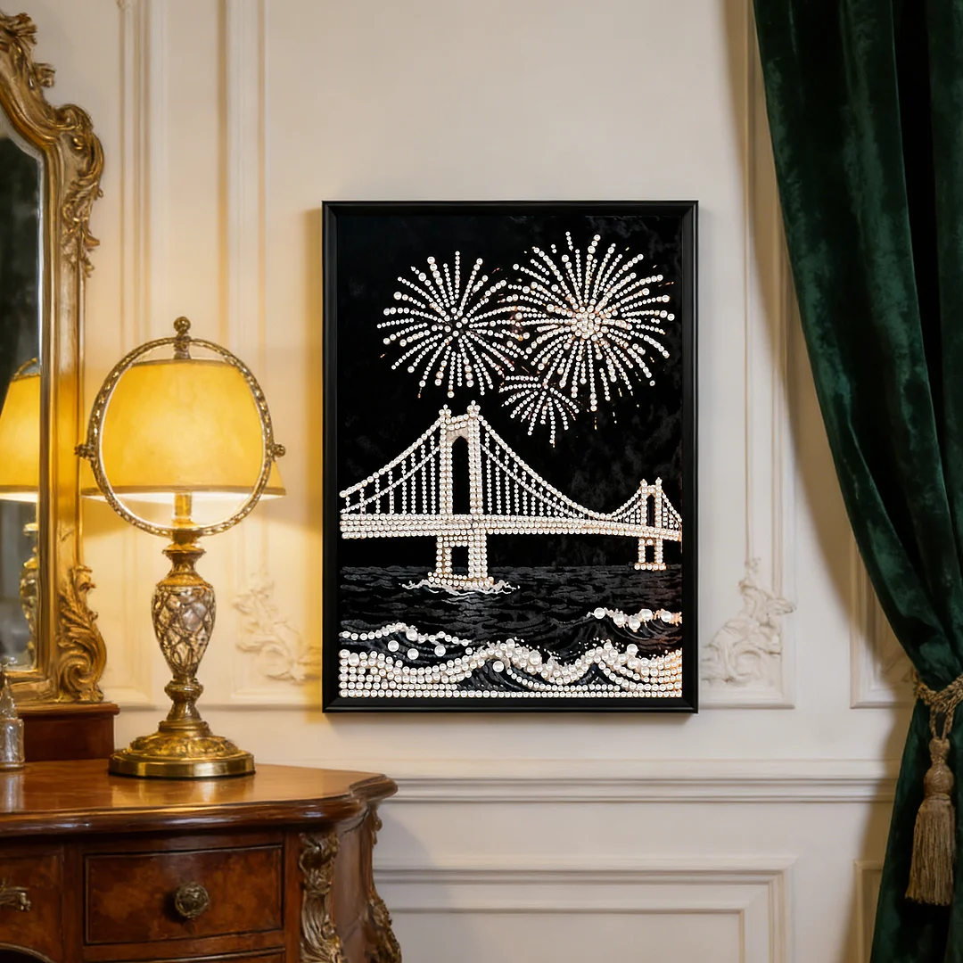 Bridge DIY Pearl Painting Art Kits Pearl Gem Paintings Picture Arts Craft 30x40cm for Adults Beginners Home Wall Decor No Frame