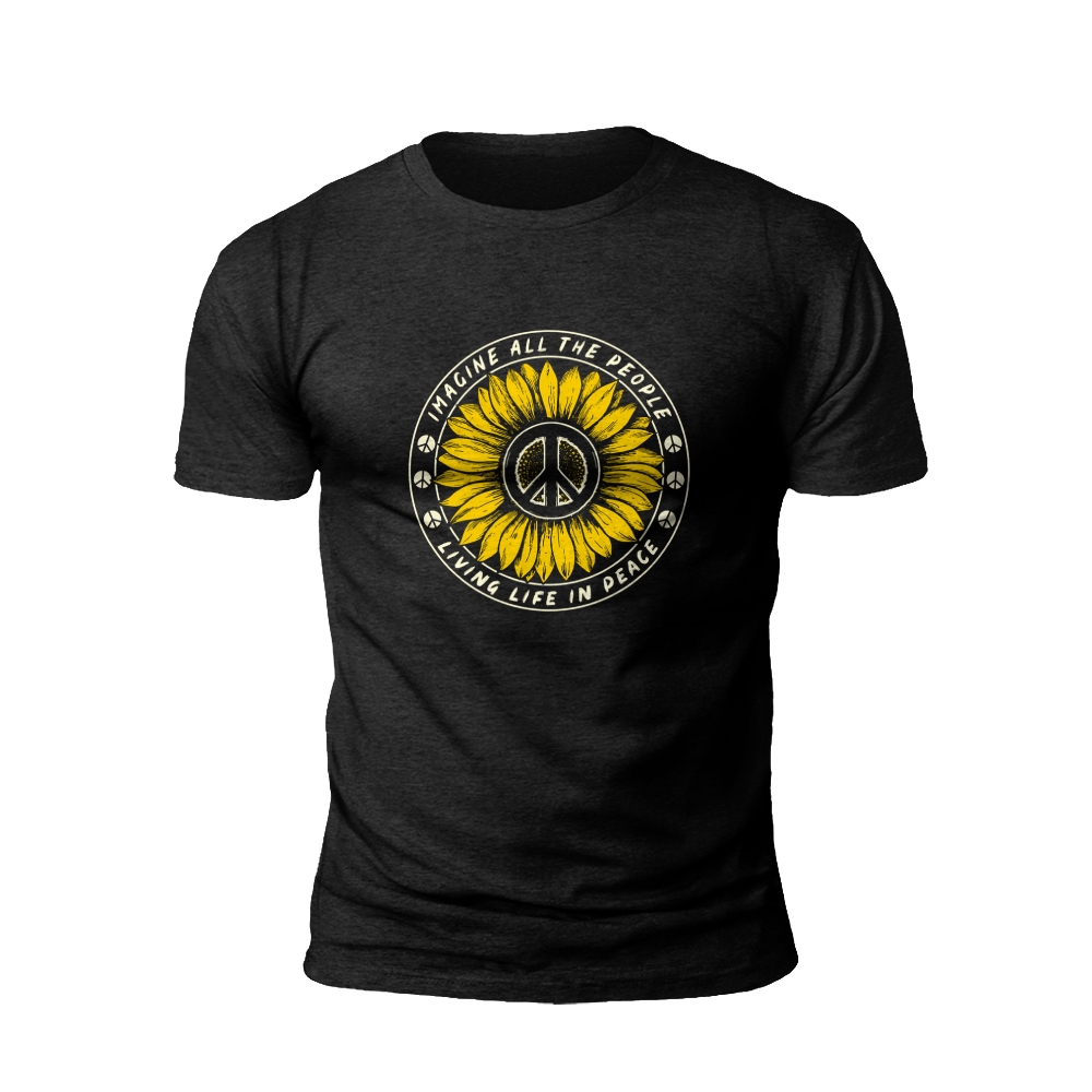 Peaceful Sunflower and Peace Sign T-Shirt