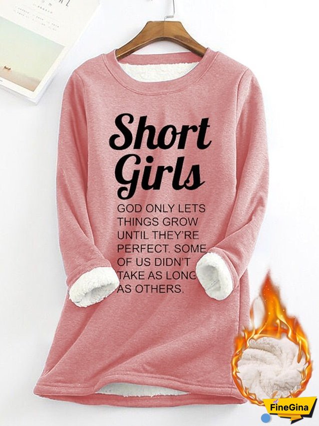 Women's Sweatshirt Pullover Sherpa Fleece Lined Letter Warm Fuzzy Print Yellow Pink Dark Pink Casual Sports Round Neck Long Sleeve Top Micro-elastic Fall & Winter