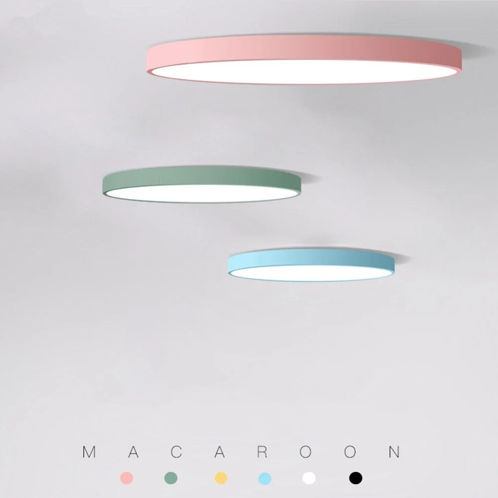 Modern Macaron Panel Lamp LED Ceiling Light Fixture Remote Control Hall Surface Mount Flush Bedroom Living Room Round Lighting