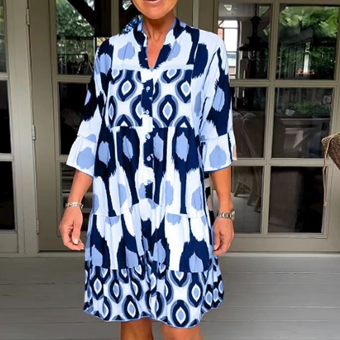 Older Women Boho Loose Short Skirt Dress