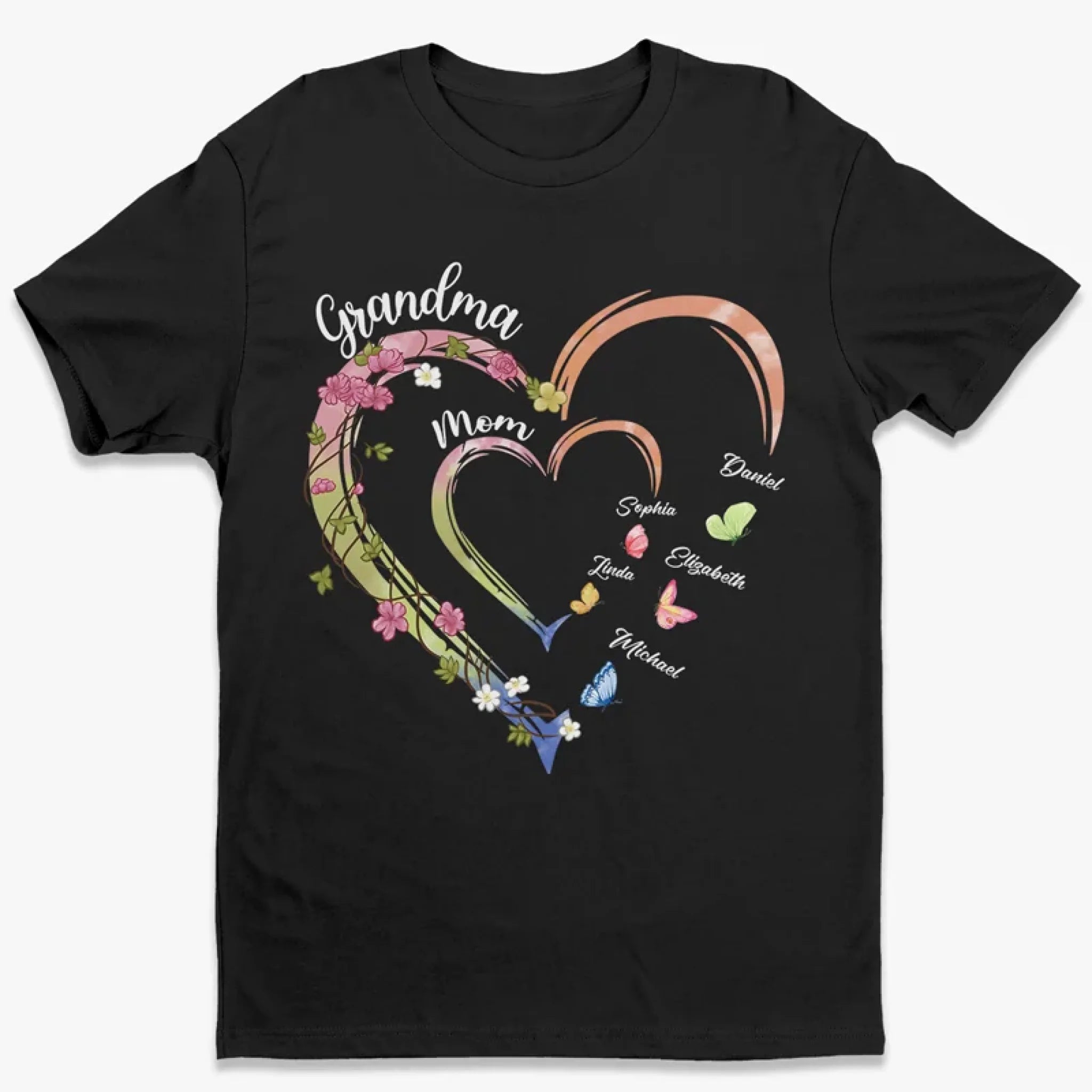 Loveyoufancy Hearts Forever Connected - Family Personalized Custom Unisex T-shirt, Premium T-shirt, Hoodie - Mother's Day, Gift For Mom, Grandma