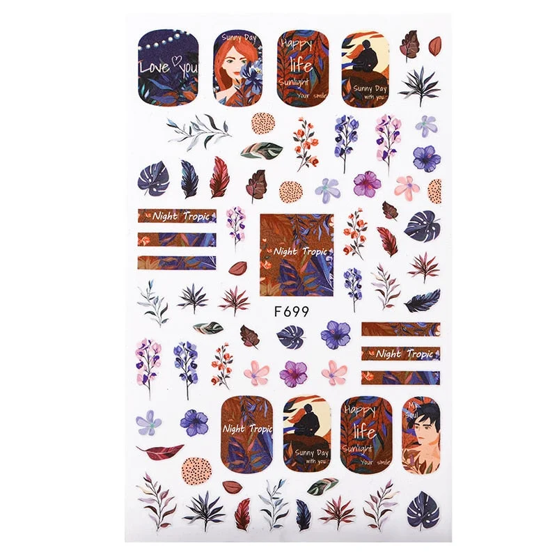 1PC Black White Milk Cow Pattern 3D Nail Stickers Geometrics Lines Leopard Milk Cows Decals Sliders Wraps DIY Decorarion