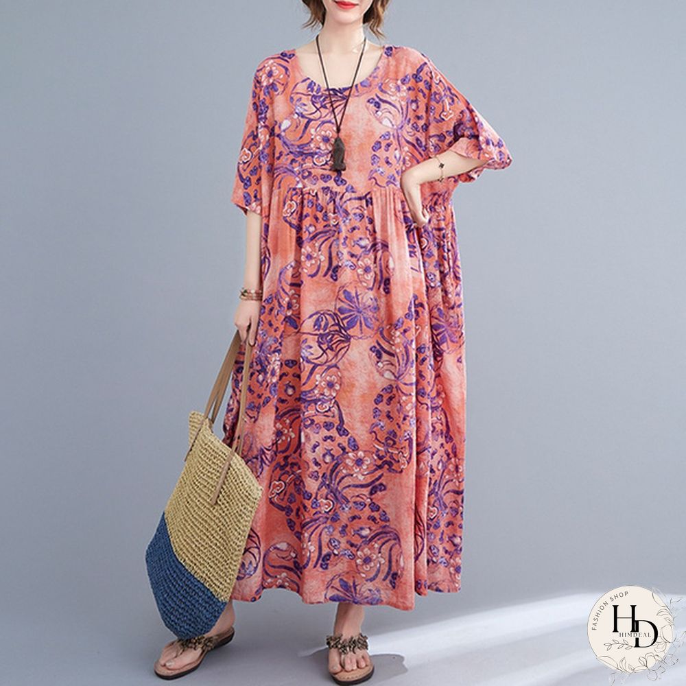 ZANZEA Women Summer Short Sleeved Plus Size Casual Loose Robes Dresses Holiday Long Dress