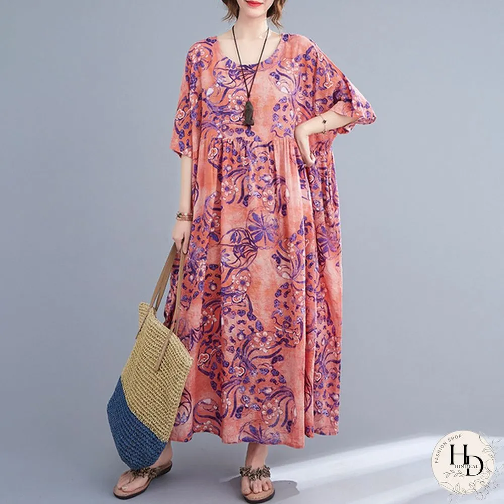 ZANZEA Women Summer Short Sleeved Plus Size Casual Loose Robes Dresses Holiday Long Dress