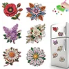 (US Only)6Pcs 2D/Flat DIY Flowers Diamond Painting Fridge Magnets Kit for Art Crafts Gift