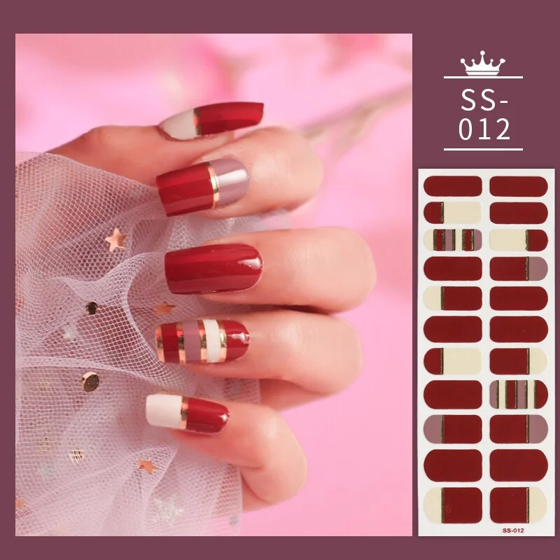 22Tips Colorful Nail Stickers Nail Accesoires Full Cover Stickers for Nails Self Adhesive Nail Art Nails Sticker Designer Shiny