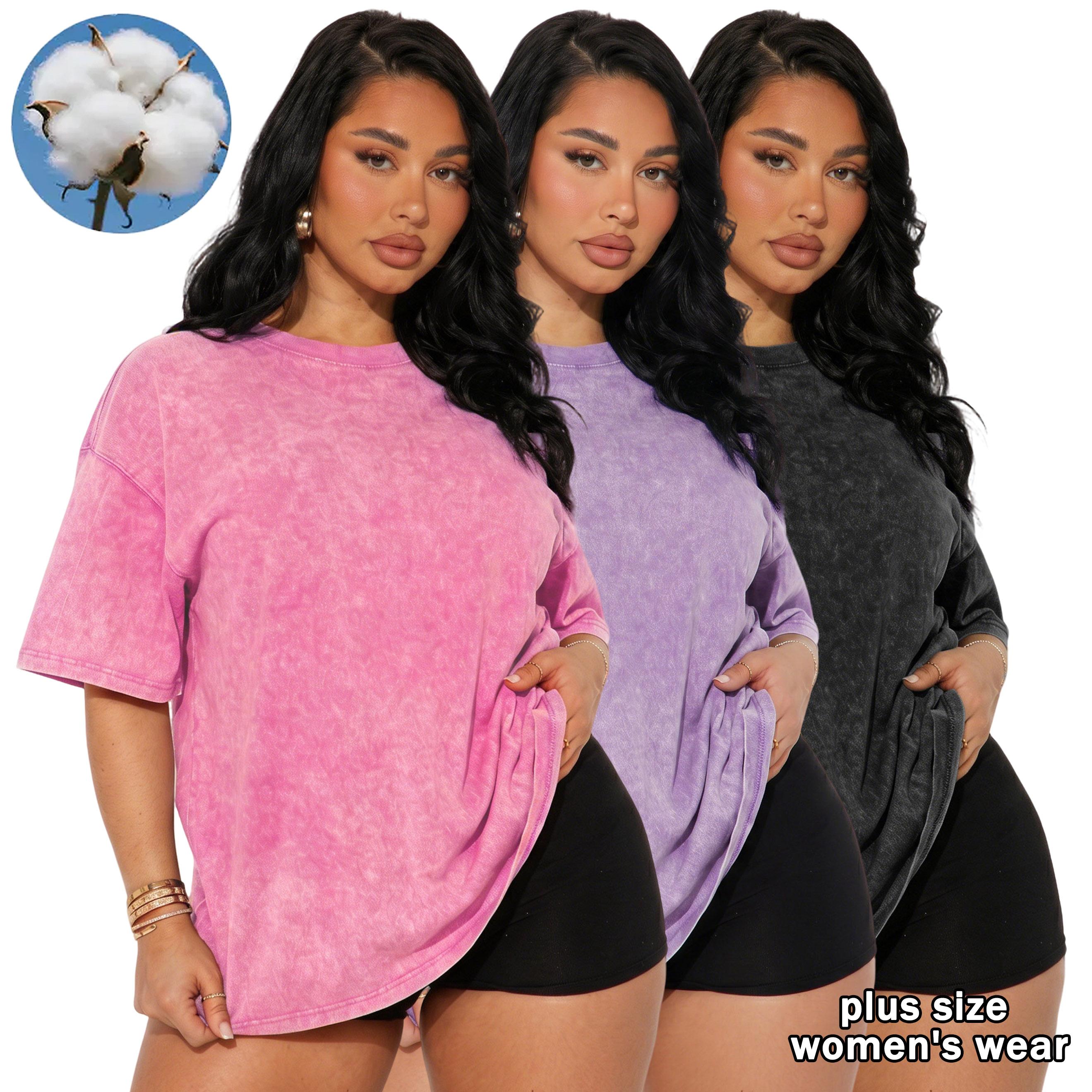 Women’s 3-pack American vintage distressed short-sleeve T-shirts, casual versatile crew neck minimalist solid color tops, suitable for home wear and everyday outings. Women’s 3-pack American vintage distressed short-sleeve T-shirts, casual versatile crew neck minimalist solid color tops, suitable for home wear and everyday outings.